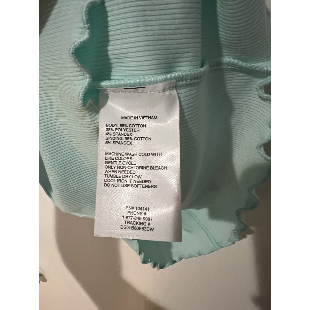 DSG Girls Ribbed Ringer Racerback Tank Top Cotton Rib Size Small Aqua Dust - Picture 5 of 6